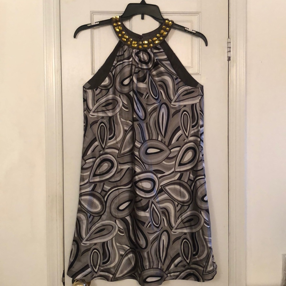 INC Petite “Happy Tears” Grey 100% Silk Dress